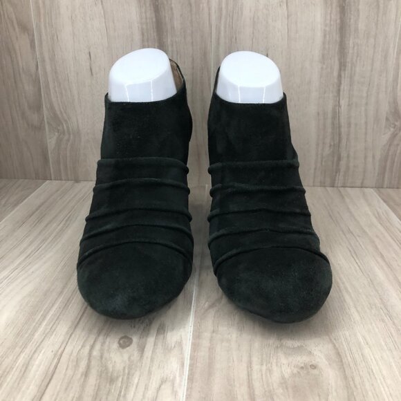 BCBGeneration Wedge Ankle Boots Womens 8.5B Helen Black Suede Zip Booties - Picture 5 of 12